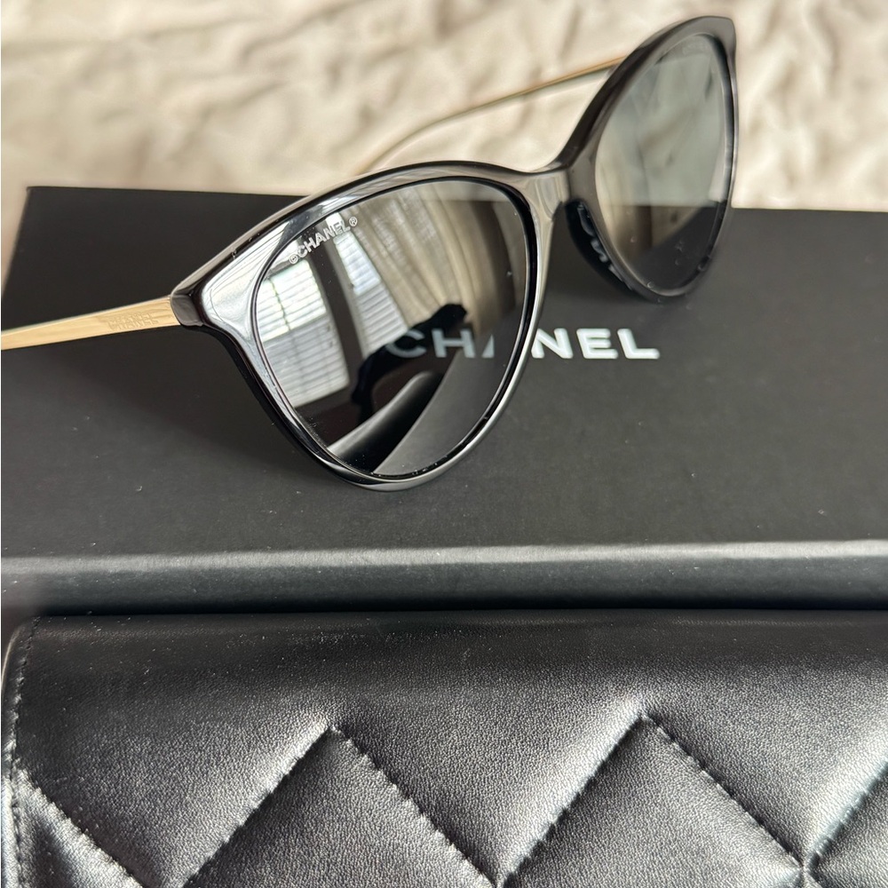 CHANEL Black and Gold Sunglasses